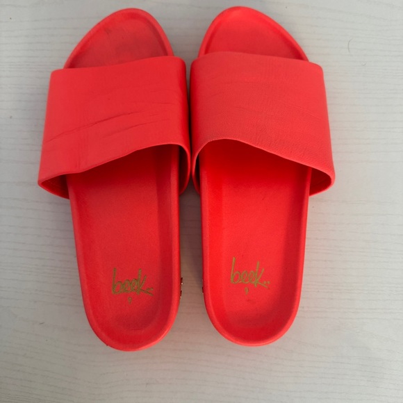 Beek Pelican Leather Platform Sandal Watermelon Size 9 - Picture 7 of 9